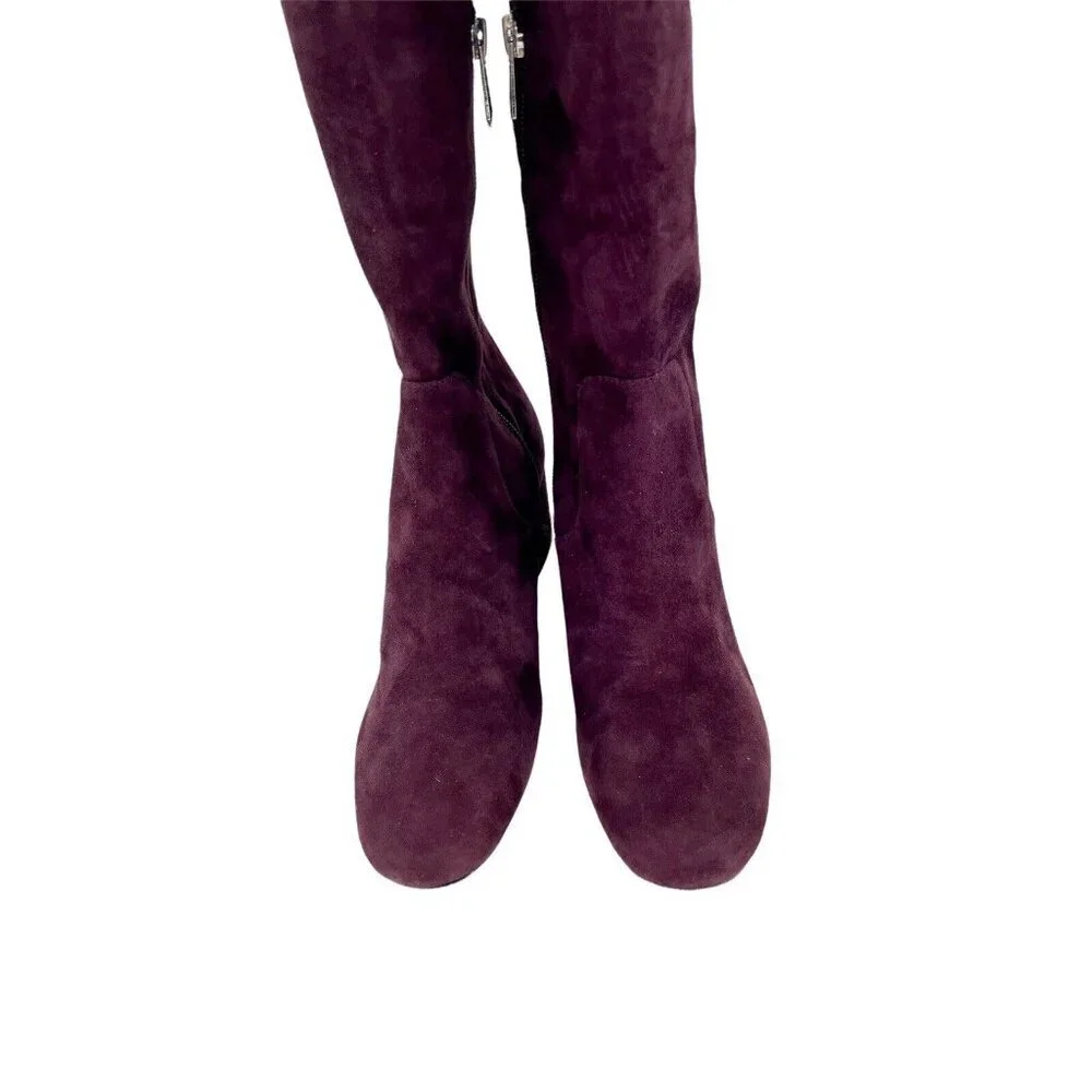 Sam Edelman Boots Elina Suede Leather Over Knee Boots Burgundy Sz 6 New